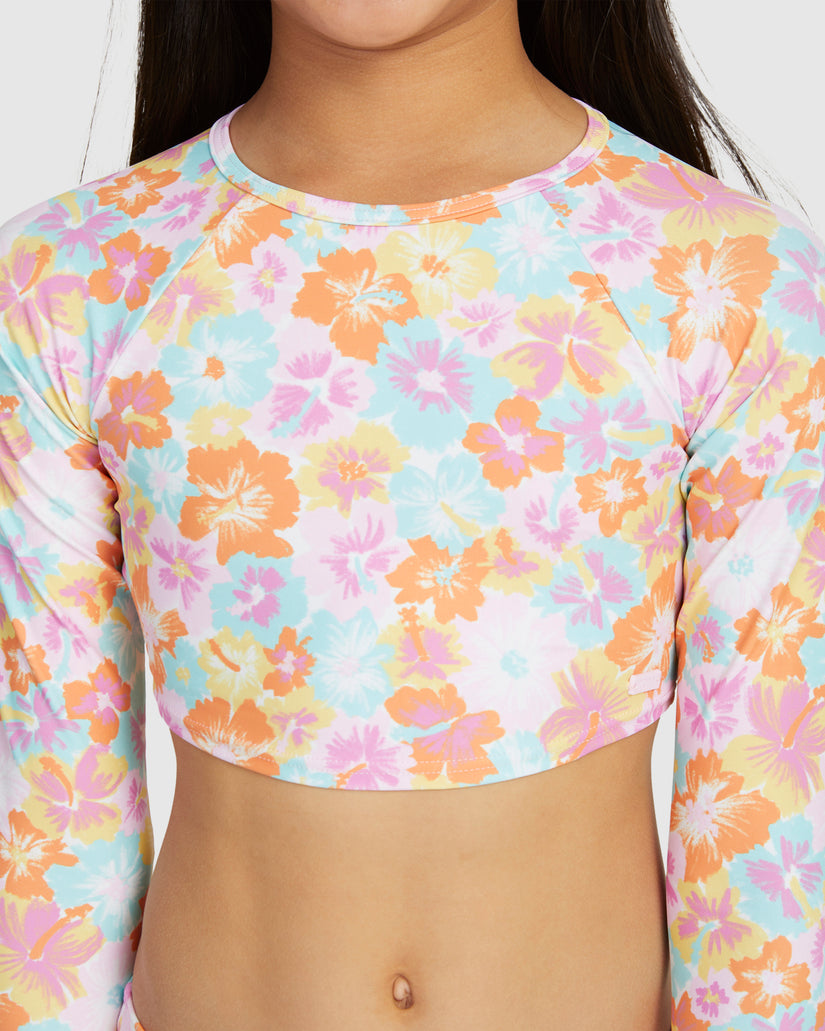 Girls Floraya Ls Crop Top Set Rashguard