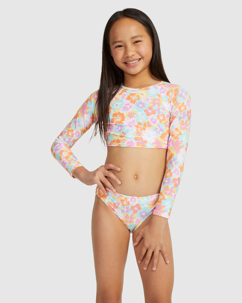 Girls Floraya Ls Crop Top Set Rashguard