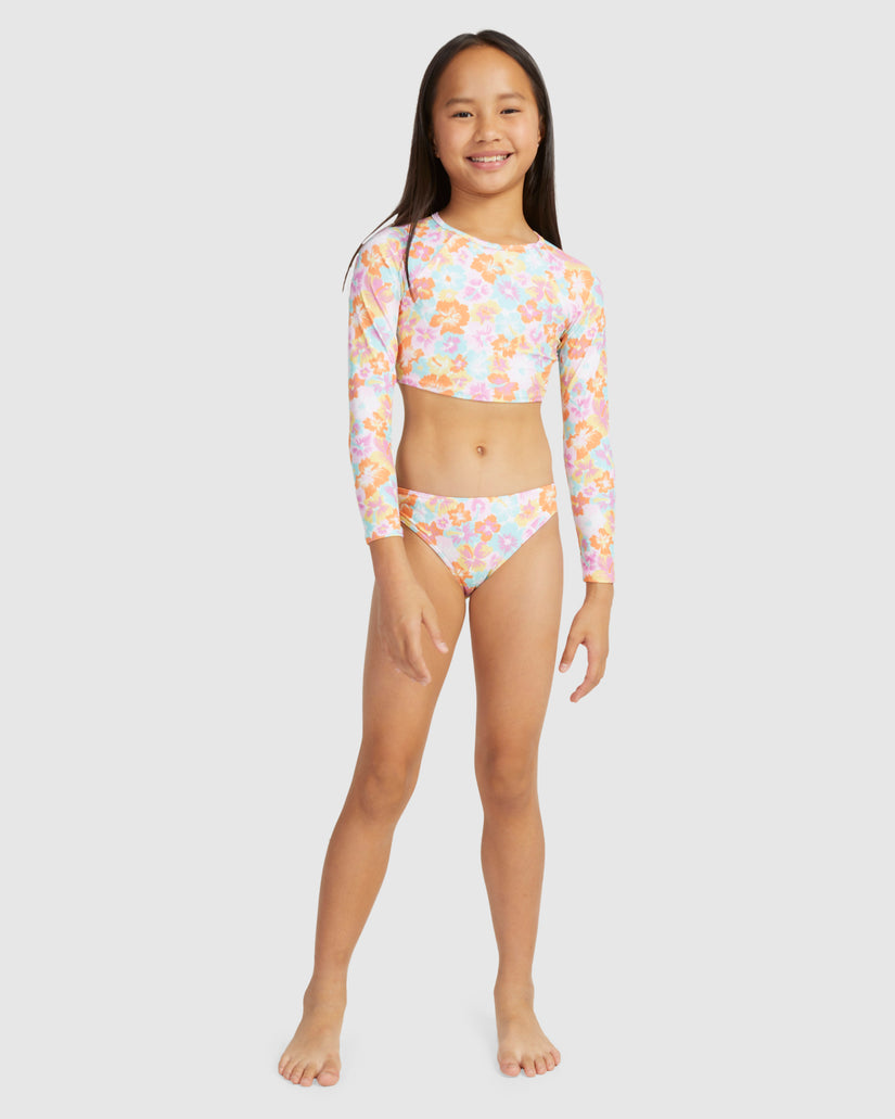 Girls Floraya Ls Crop Top Set Rashguard