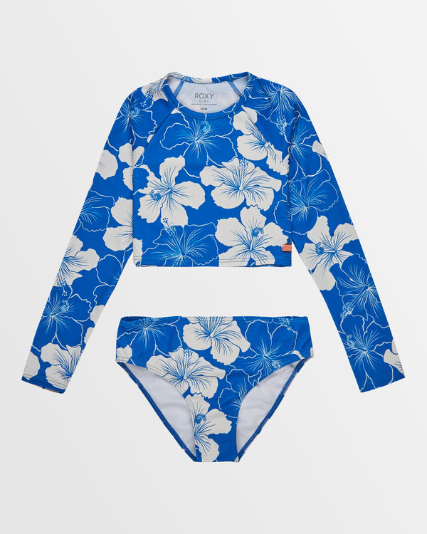 Girls 8-16 Hippy Hibiscus Crop Lycra Set