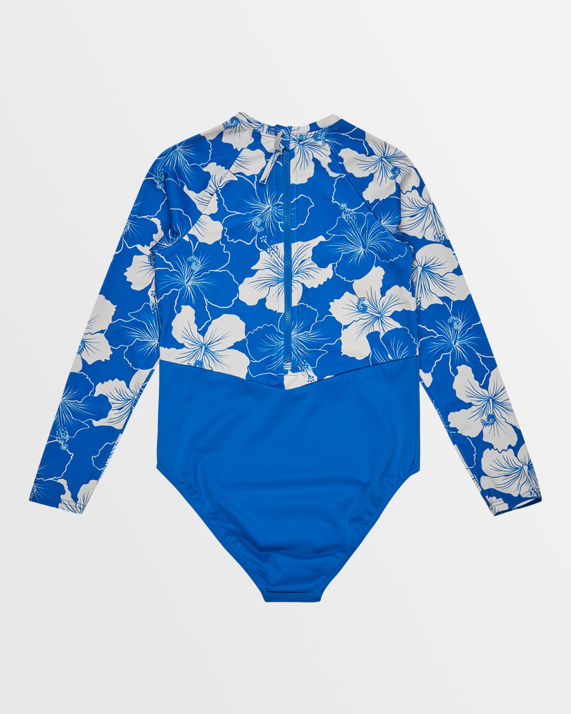 Girls 8-16 Hippy Hibiscus Long Sleeve One-Piece Swimsuit