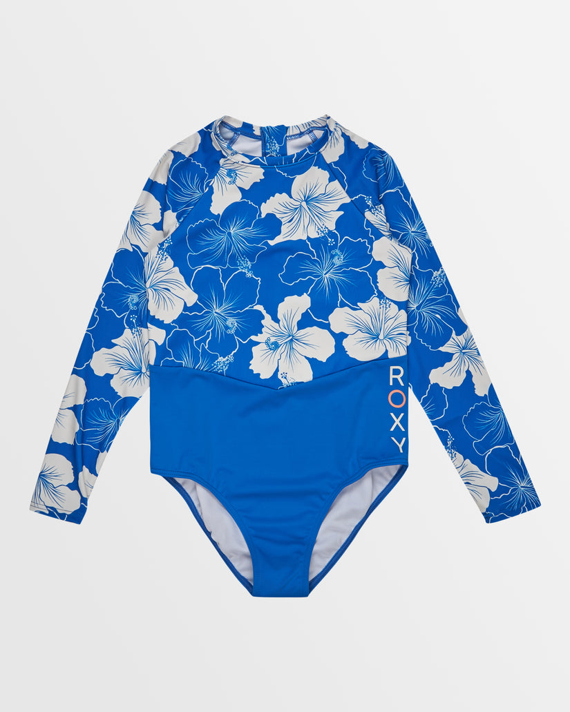 Girls 8-16 Hippy Hibiscus Long Sleeve One-Piece Swimsuit