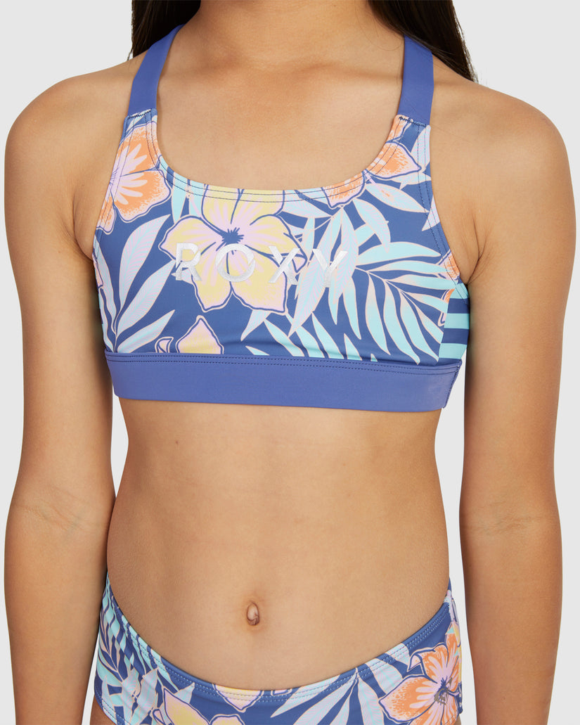 Girls Funky Palm Crop Top Set Bikini