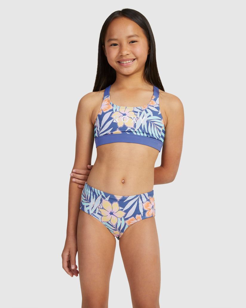 Girls Funky Palm Crop Top Set Bikini