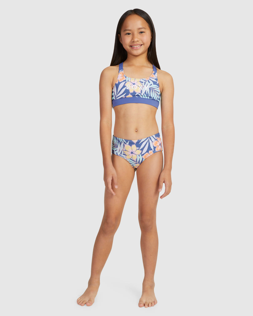 Girls Funky Palm Crop Top Set Bikini