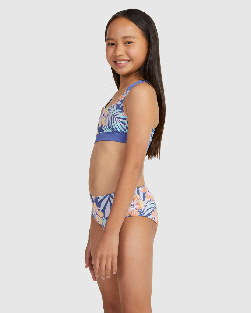 Girls Funky Palm Crop Top Set Bikini