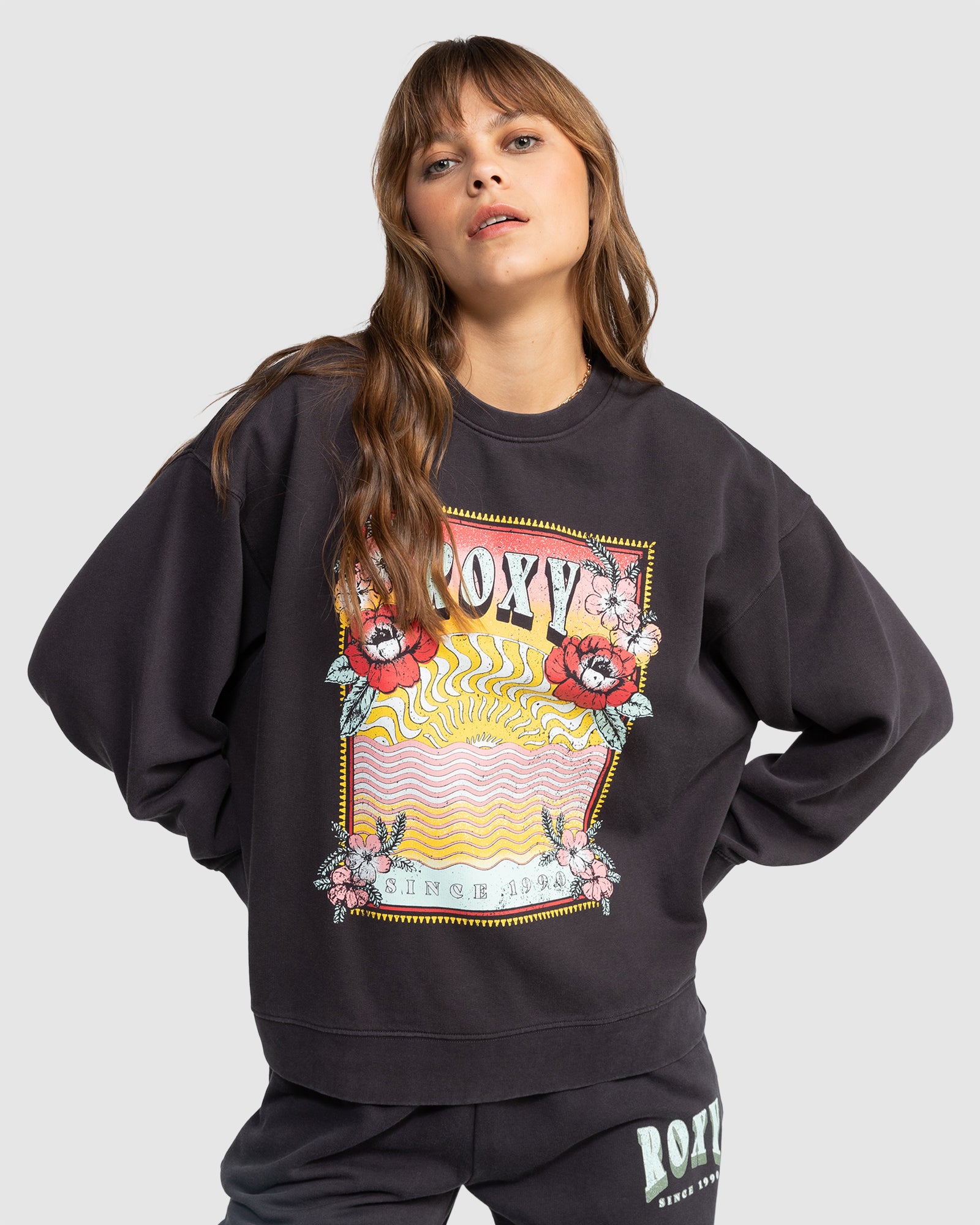 ROXY Womens Into The Night Crew Neck Sweatshirt