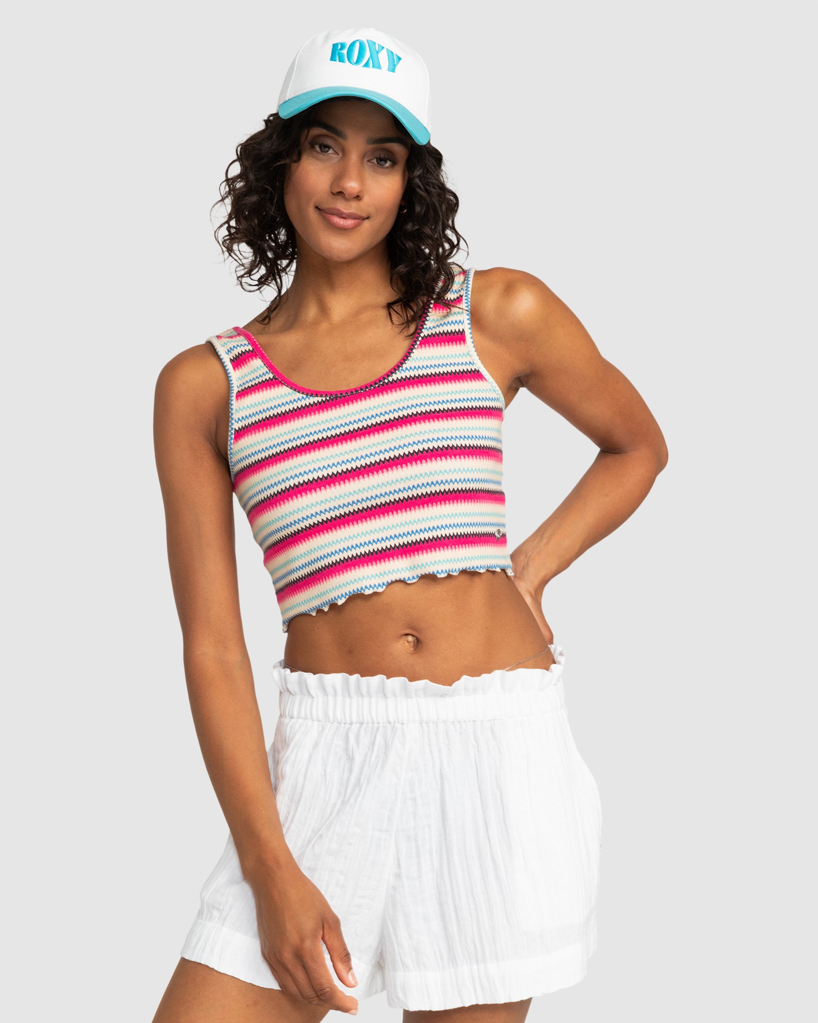 ROXY Womens Keep It Wavy Printed Ribbed Tank Top