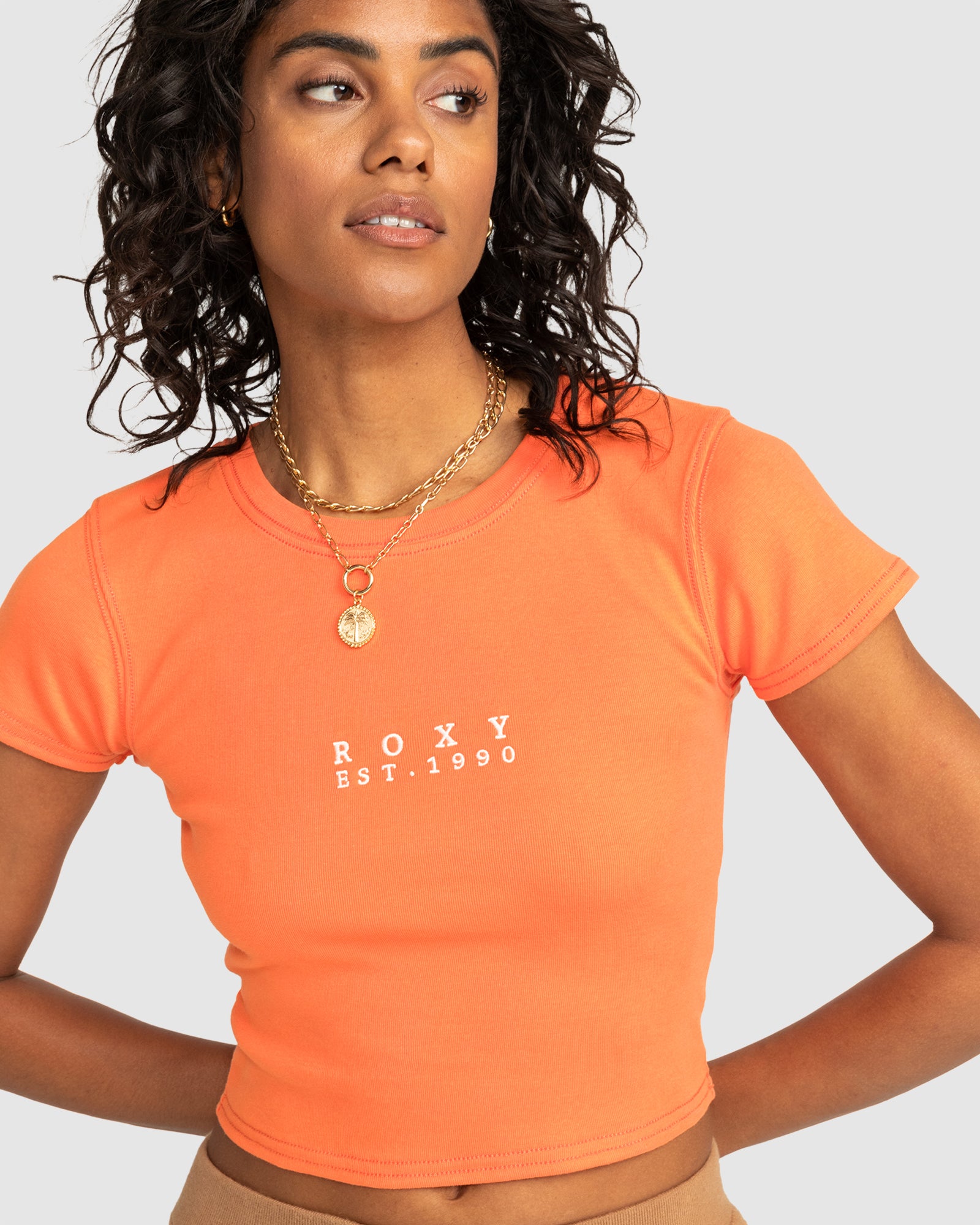 ROXY Womens Roxy All Day Short Sleeve Cropped T-Shirt