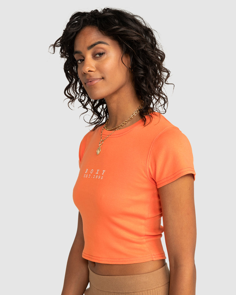 Womens Roxy All Day Short Sleeve Cropped T-Shirt