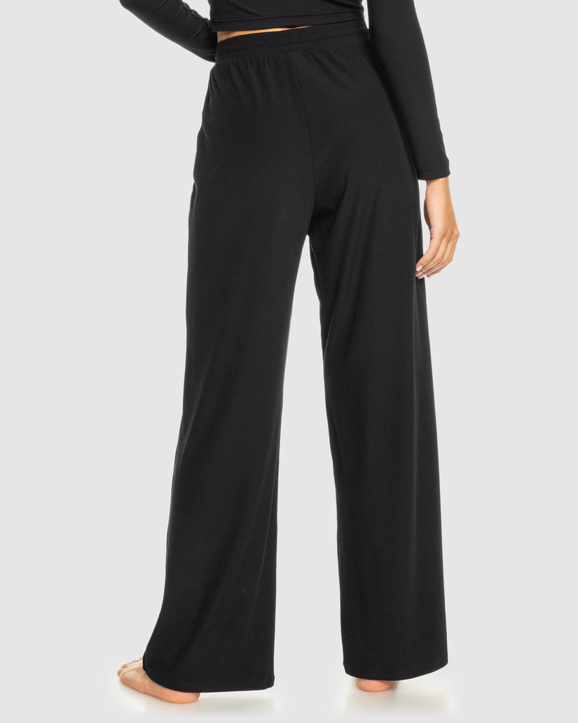 Womens Rise & Vibe Rib Wide Leg Pants