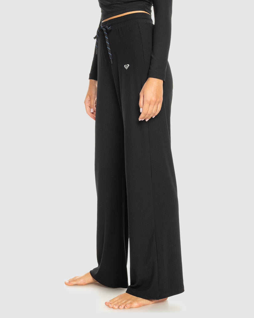 Womens Rise & Vibe Rib Wide Leg Pants