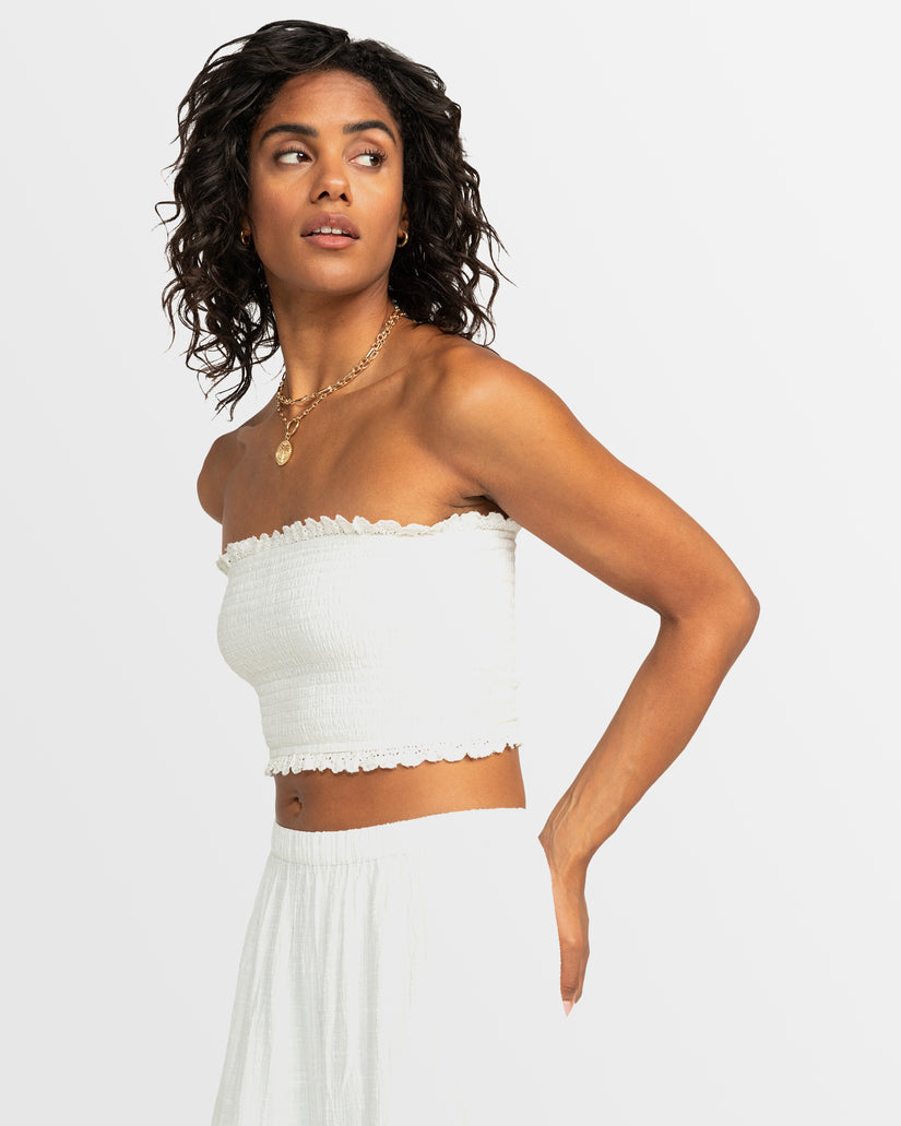 Womens Warm Waters Eyelet Smocked Tube Top