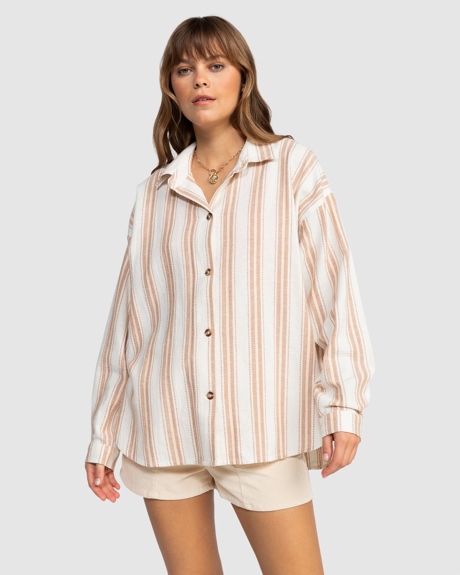 ROXY Womens Morning Time Oversized Long Sleeve Shirt