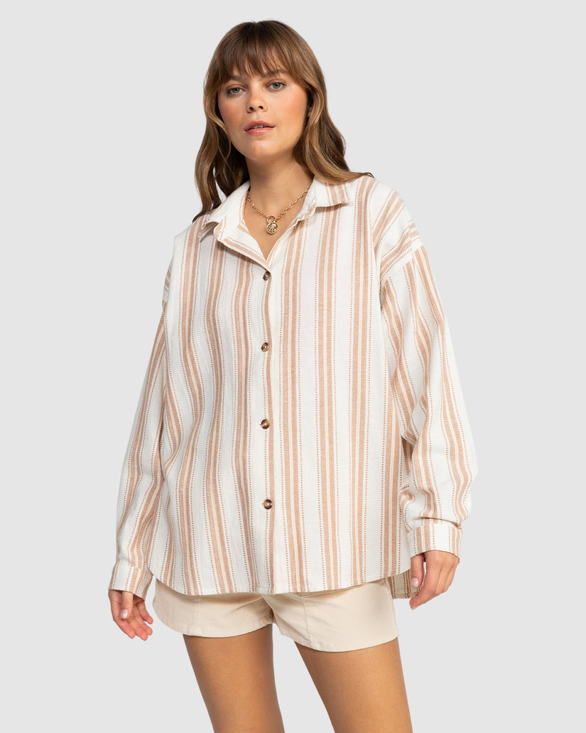 Womens Morning Time Oversized Long Sleeve Shirt