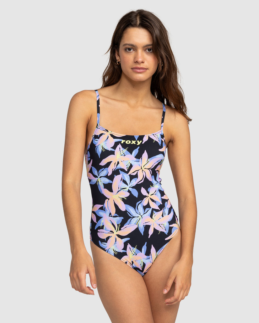 Womens Roxy Active Cross Back One-Piece Swimsuit