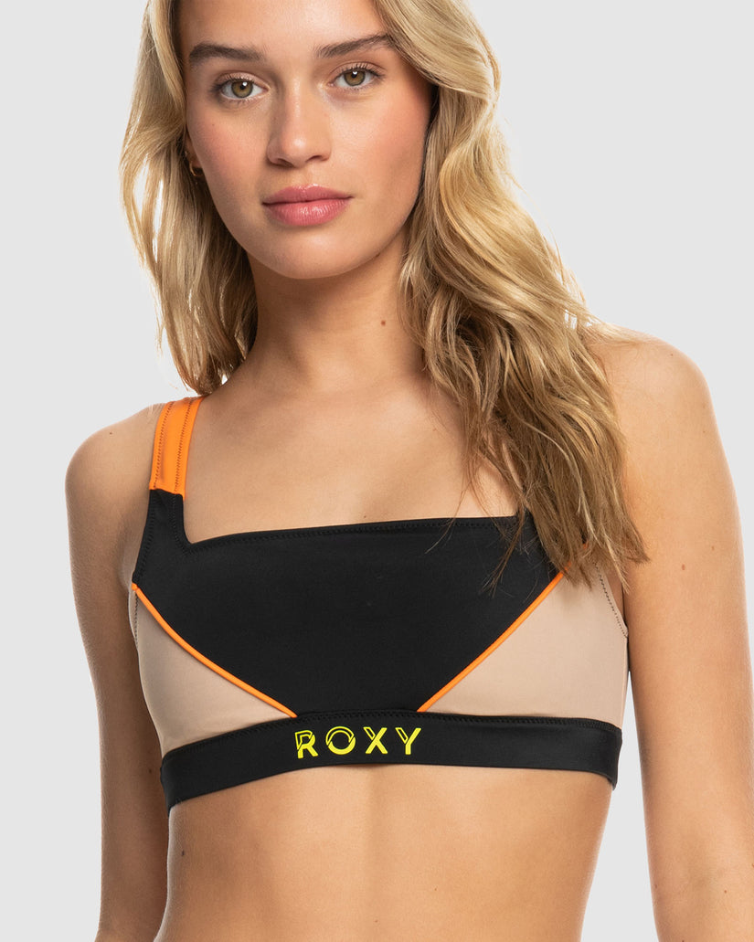 Womens Roxy Active Colorblock Top Bikini Top