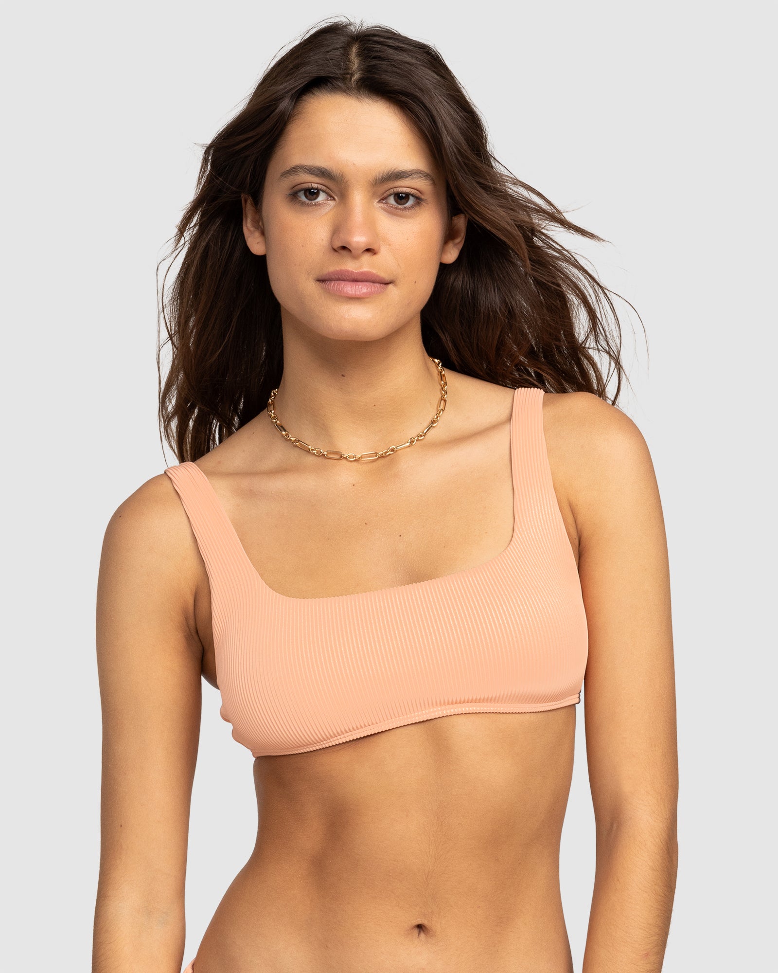 ROXY Womens Rib Love The Glassy Bralette Bikini Top