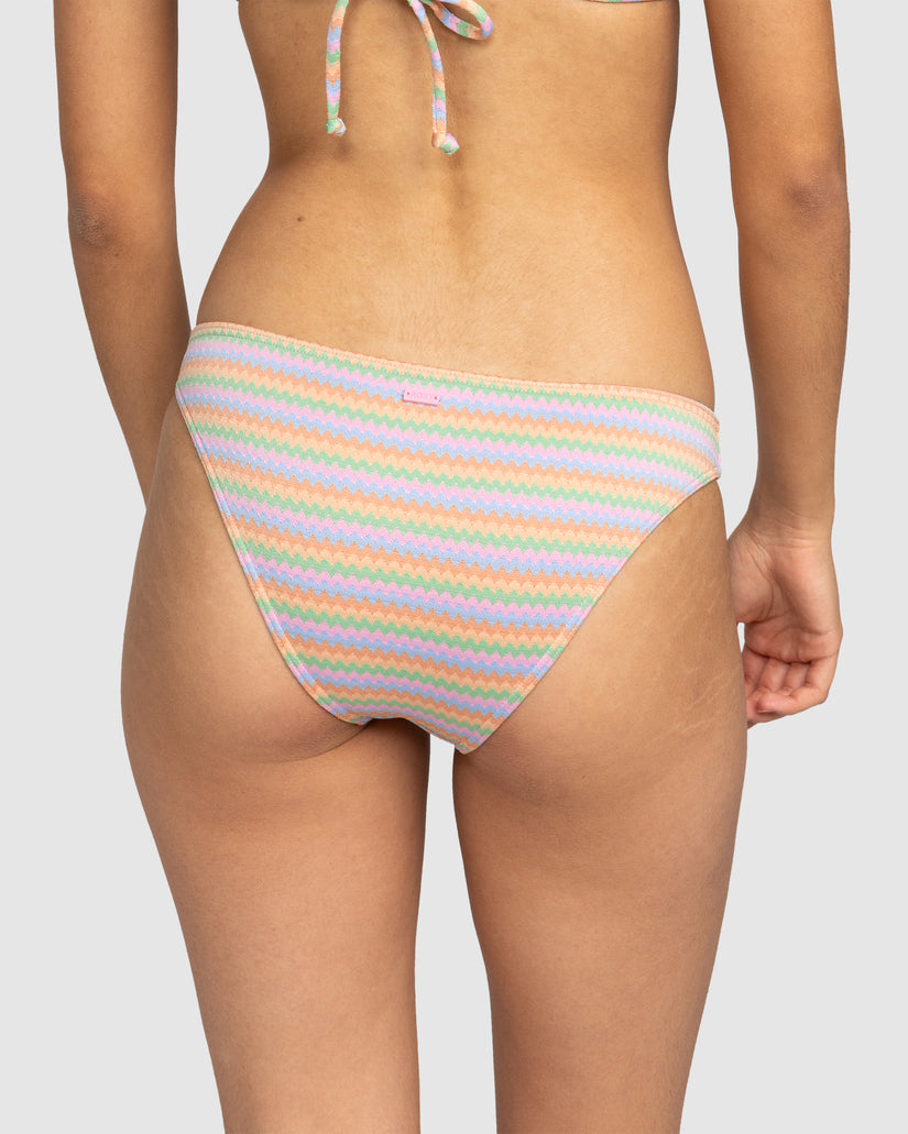 Womens Wavy Stripe Moderate Bikini Bottom