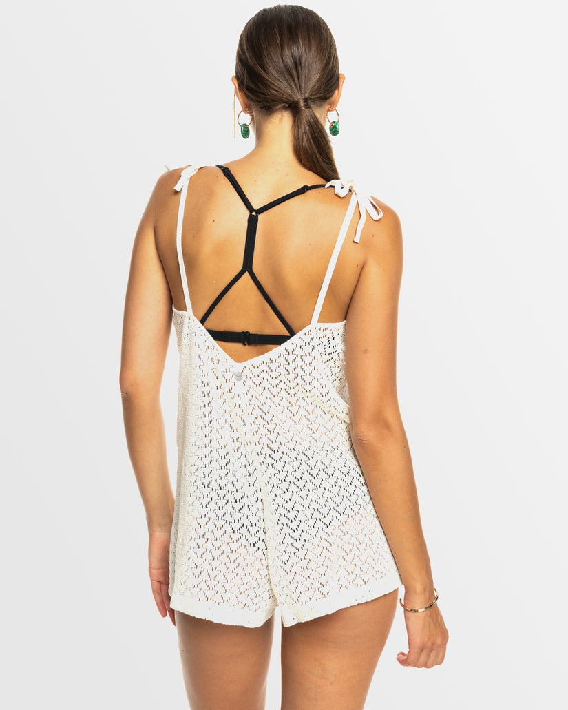 Womens Ocean Riders Crochet Strappy Romper