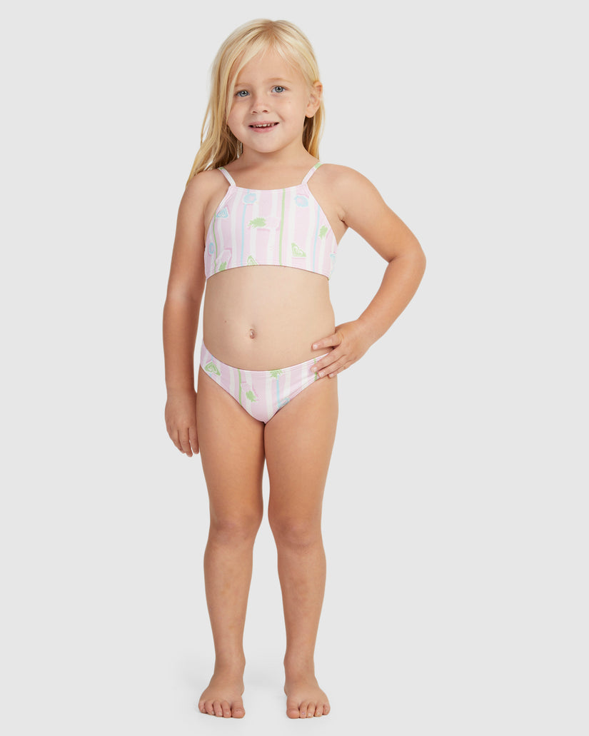 Girls Pineapple Line Crop Top Set Bikini