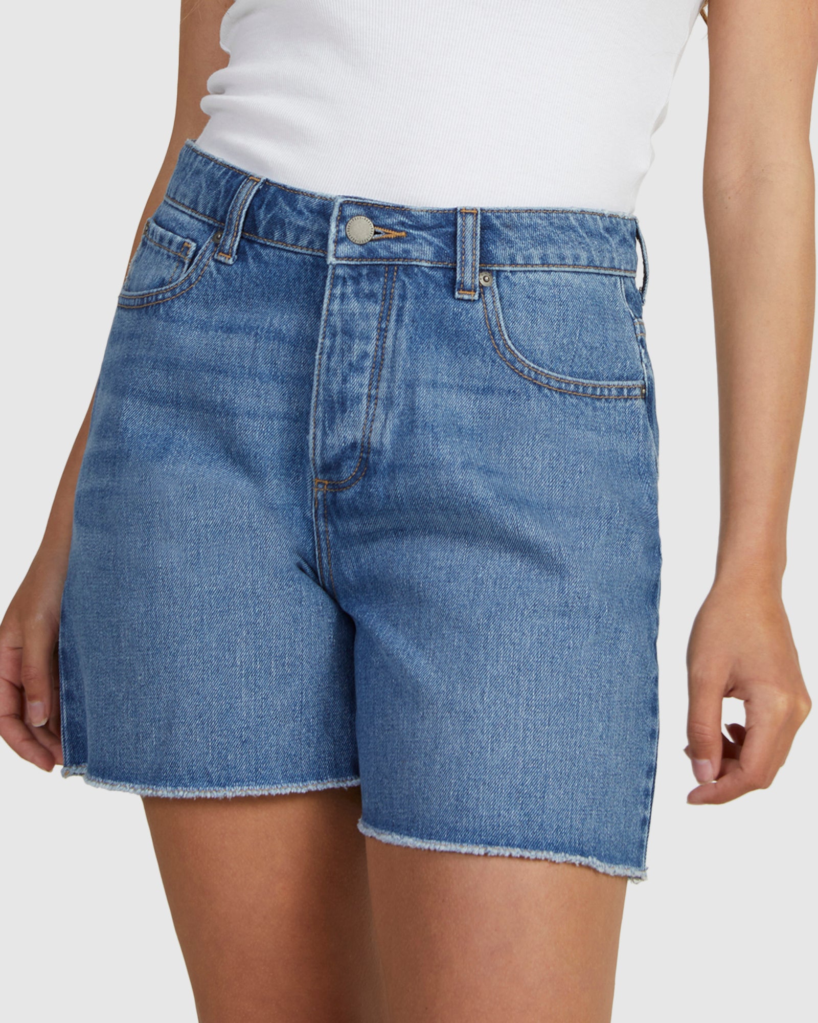 ROXY Womens Wren Mid Indigo Denim Shorts